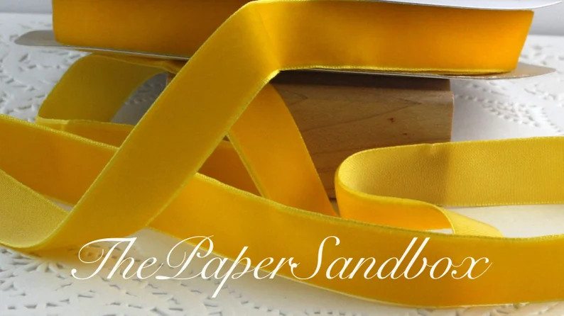 Neon Yellow Velvet Ribbon 3/4 Wide BY THE YARD - Etsy | Etsy (US)