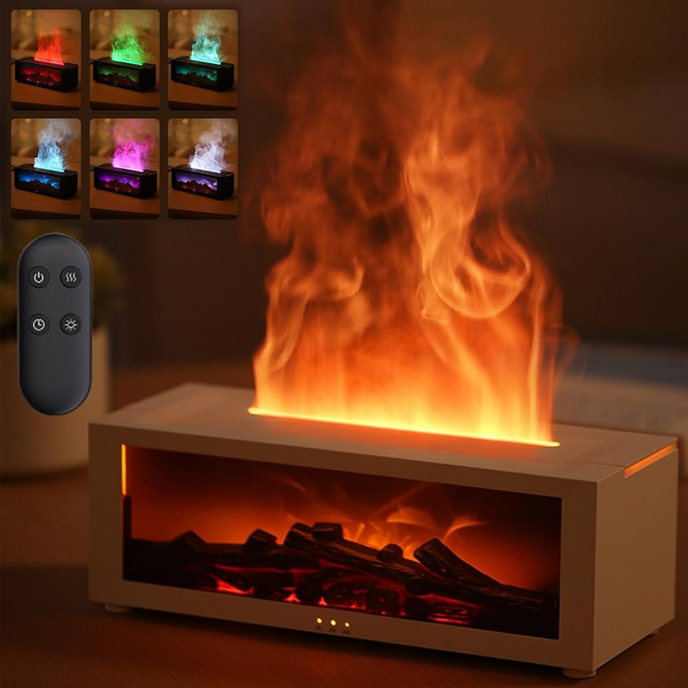 Mini Fireplace Diffuser, Simulated Fireplace Flame Humidifier, Essential Oil Diffuser, Dynamic Fl... | Amazon (US)