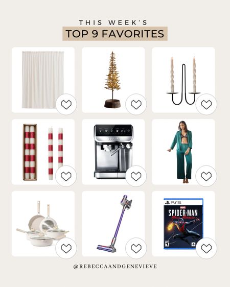Your favorites this week 💕
-
Curtain. Christmas tree. Christmas gifts. Gift ideas. Candle Holder. Candles.  Coffee maker. Ps5

#LTKGiftGuide #LTKhome #LTKfindsunder50