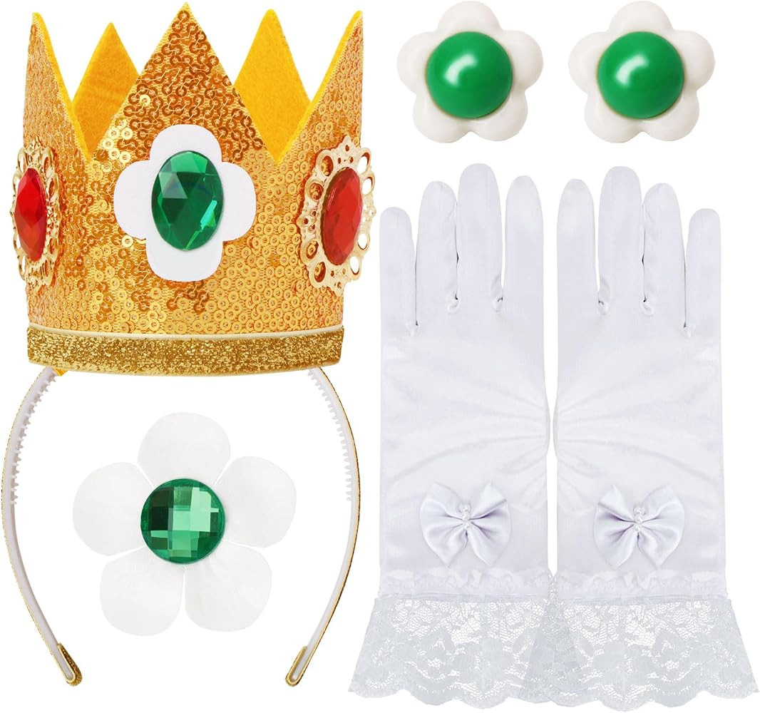 ICECUTE 4 Pcs Princess Costume Accessories for Women,Crown & Gloves Set | Amazon (US)