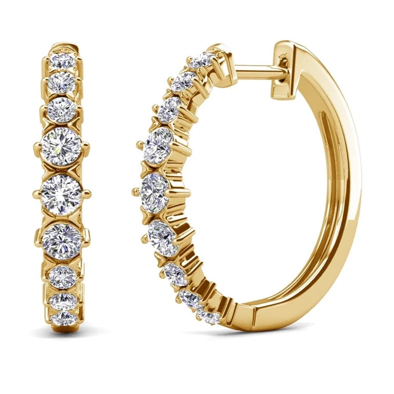 Cate & Chloe Claire 18k Yellow Gold Plated 20mm Hoop Earrings with Swarovski Crystals Gift for Wo... | Walmart (US)