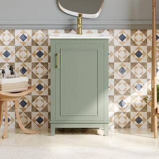 20 in. Modern Small Bathroom Vanity Cabinet with Ceramic Basin- 20 x 15.5 x 33.3 in., Ample Storage,1 Soft-Close Door | The Home Depot