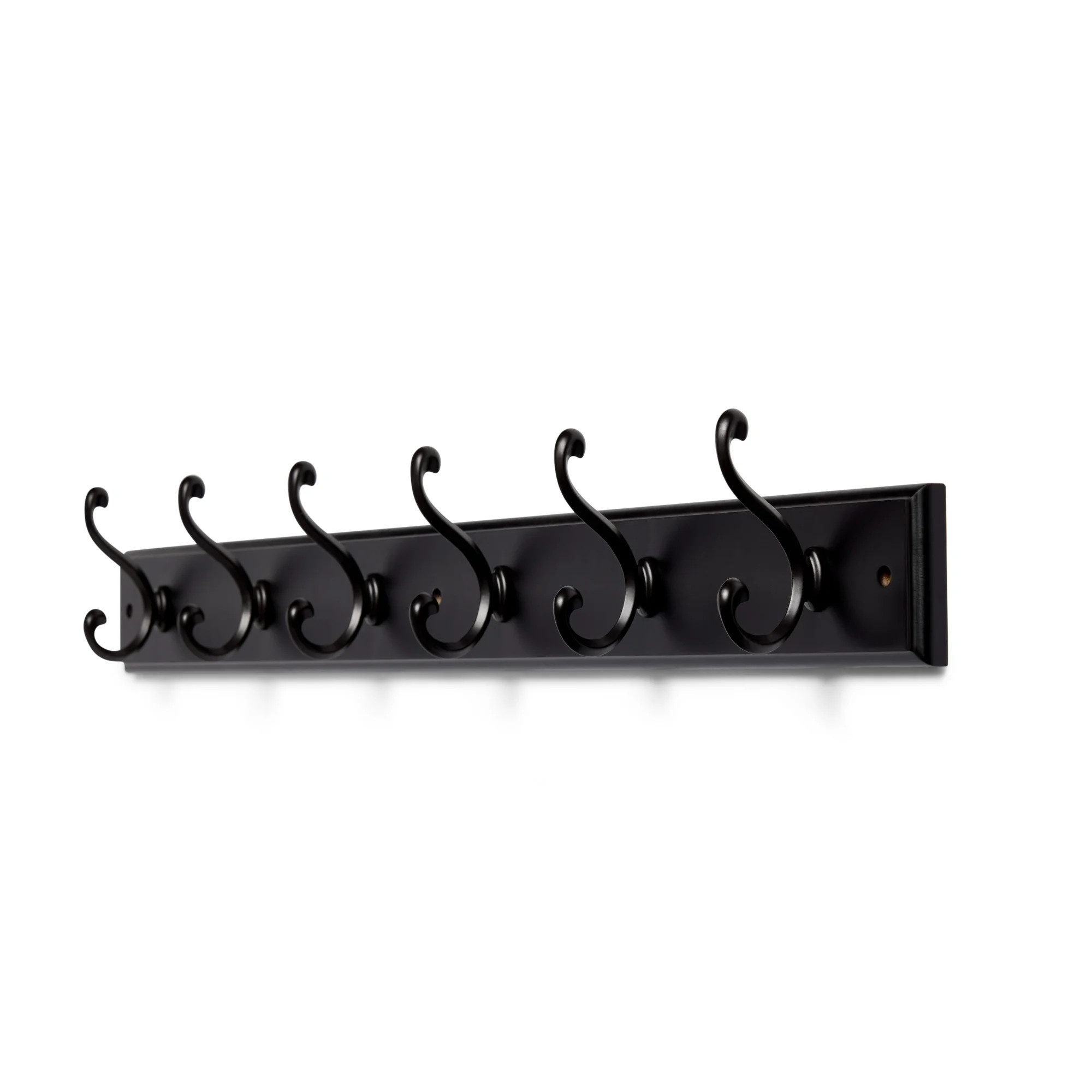 Mainstays Espresso Black 27 inch Hook Board with 6 Oil-Rubbed Bronze Double Hooks for Coats, Bags... | Walmart (US)