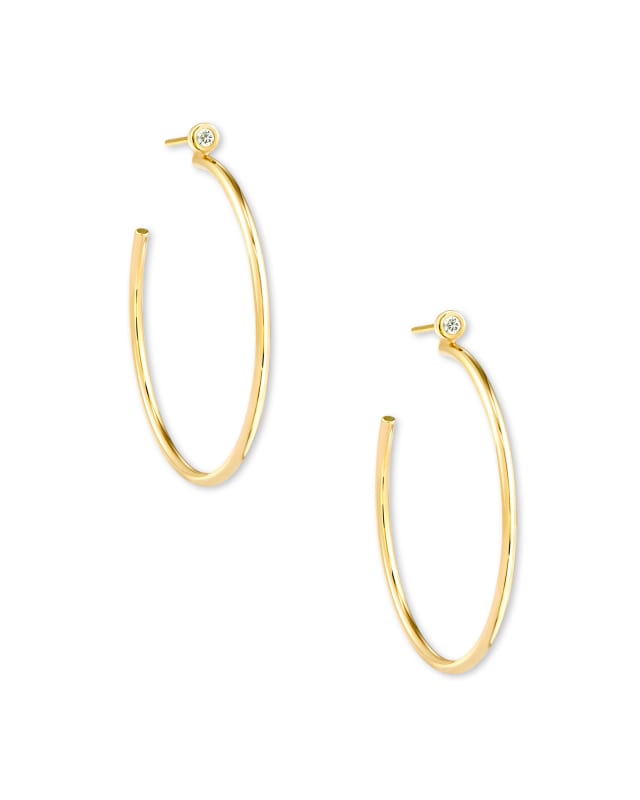 Audrey14k Yellow Gold Hoop Earrings in White Diamond | Kendra Scott | Kendra Scott
