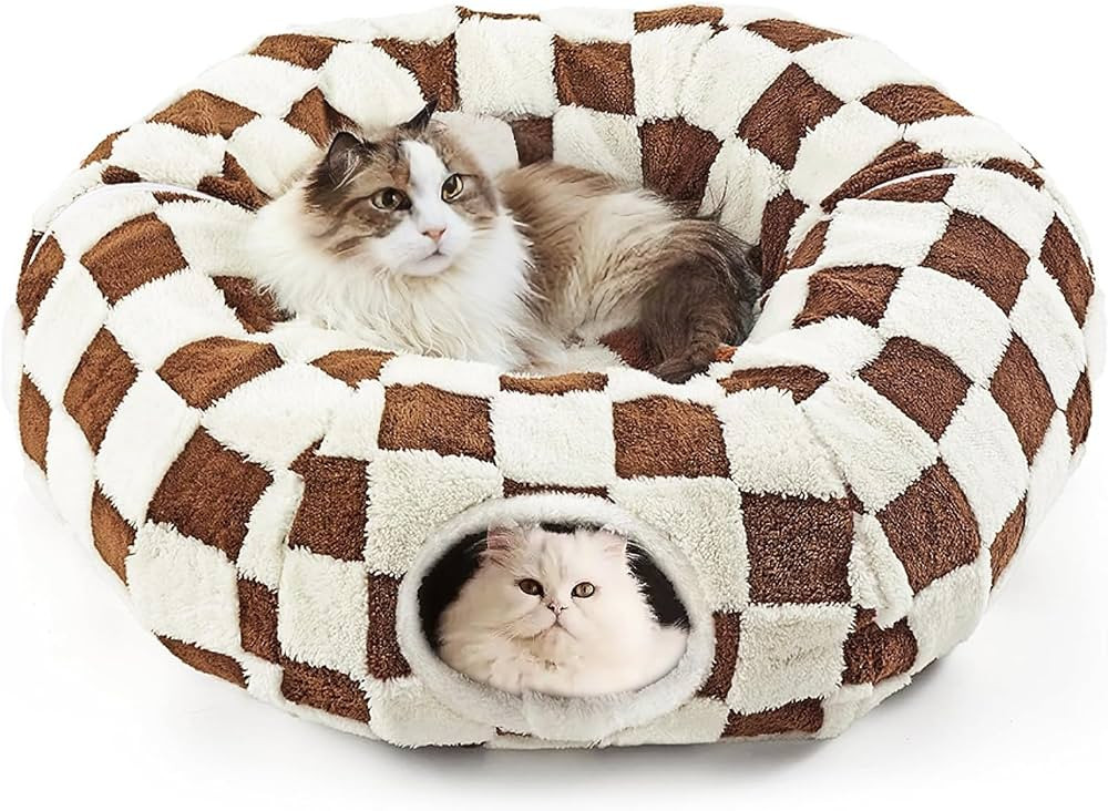 Cat Tunnel Bed with Washable Cushion for Indoor Cat, Donut Cave Tube Toys for Kitten Puppy Rabbit... | Amazon (US)