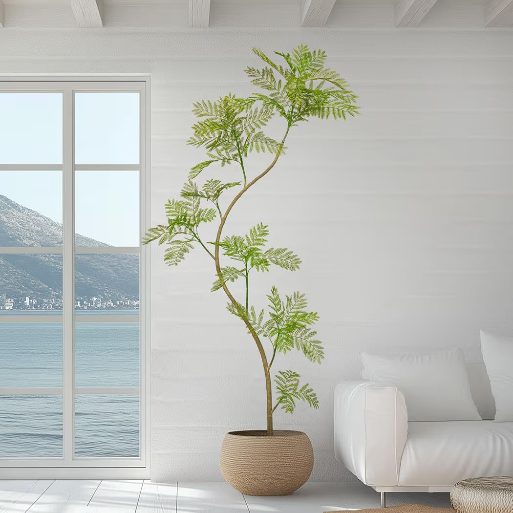 7.9FT Artificial Tree Fake Jacaranda Tree,Faux Tall Tree Lifelike Green Leaves Large Plants Indoo... | Amazon (US)