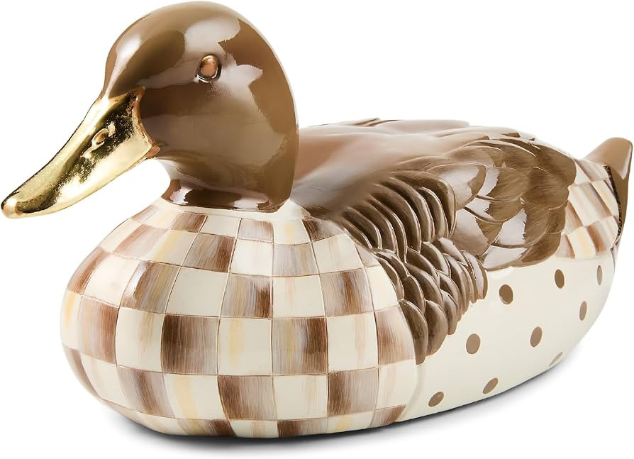 MACKENZIE-CHILDS Resin Mallard Duck Figurine, Brown-and-White Mocha Check | Amazon (US)