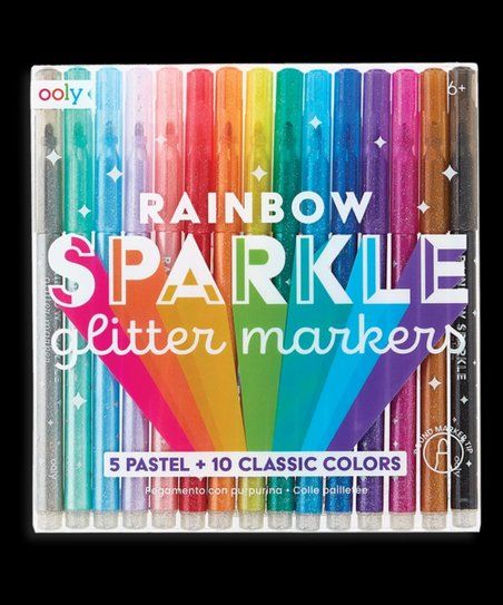 Rainbow Sparkle Glitter Marker - Set of 15 | Zulily