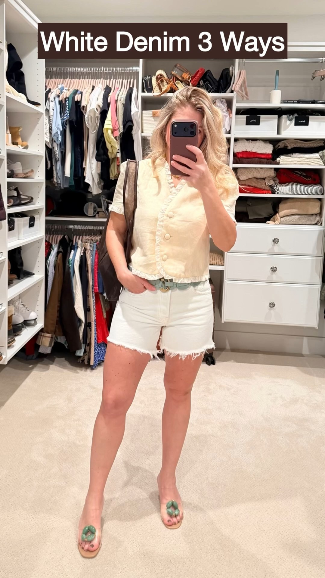 Styling white denim 3 ways 🤍

1️⃣ Yellow top – Soft color + texture makes white denim feel fresh and summer-ready. Perfect for brunch, vacation dinners, or warm evenings out.

2️⃣ Classic white tee – Clean, effortless, and elevated with the right accessories. Add a statement belt and fun heels and suddenly it’s not basic anymore.

3️⃣ Black puff-sleeve top – A little contrast instantly makes white denim feel chic and pulled together. Easy day-to-night swap.

White denim is one of the most versatile pieces in my closet. If you ever feel stuck getting dressed, start here and change the top.

All three looks are linked 🤍

#LTKSpringSale #LTKootd #LTKSeasonal