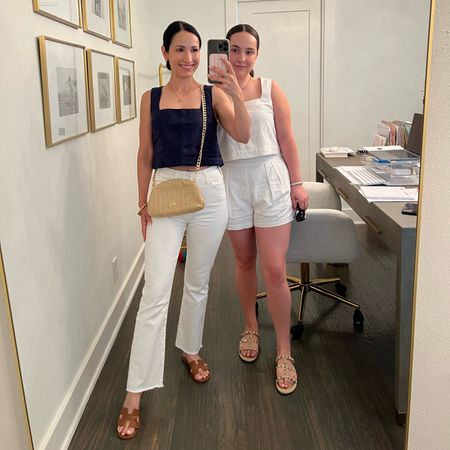 Linen separates from Abercrombie! Wore my linen tank with fave white denim and Marisa wore hers with the matching shorts… 

#LTKfindsunder100 #LTKover40