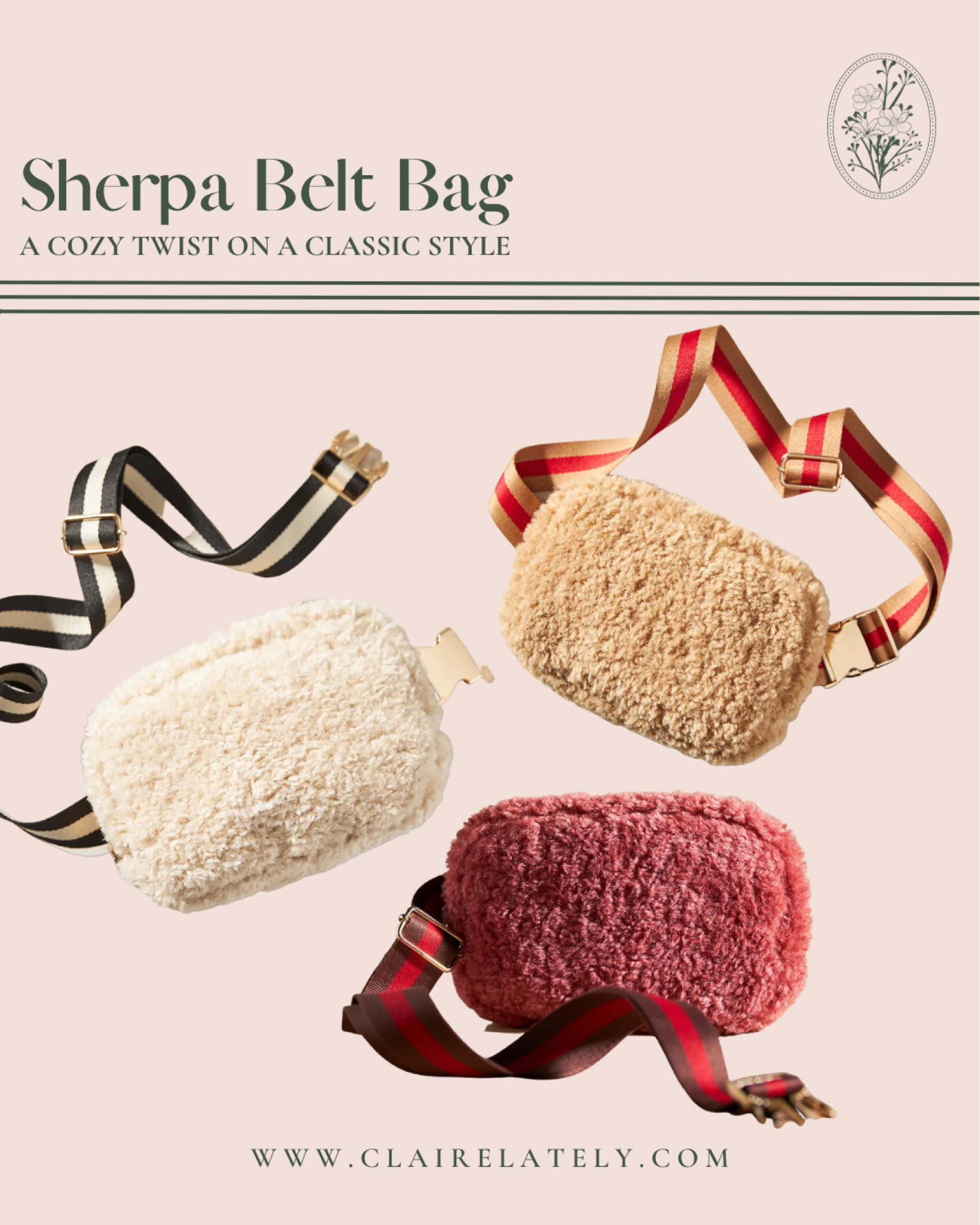 A cozy twist on the classic belt bag style. And the stripe on the strap makes this a gift she’ll wear all season long. Love, Claire Lately 

Sling, Fanny pack, Sherpa, fleece, Anthropologie, lululemon, slippers, tote, fall outfit, holiday accessories

#LTKSeasonal #LTKitbag #LTKGiftGuide