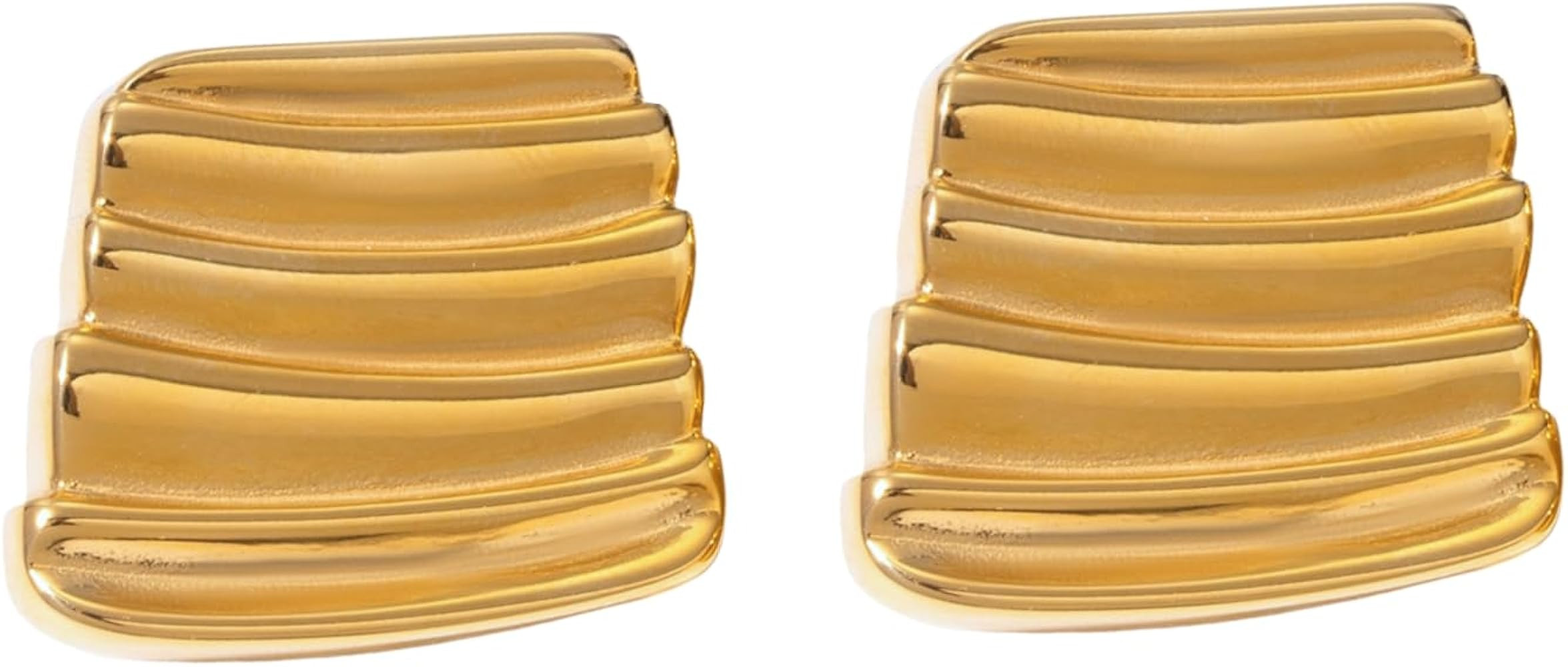 Ripple Gold Statement Earrings – Lightweight Sculptural Design, Bold Fashion Jewelry for Women | Amazon (US)