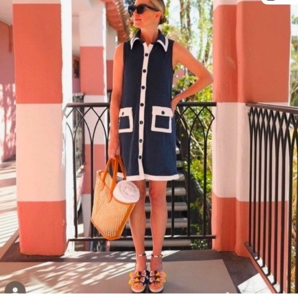 NWOT Atlantic Pacific X LAKE Navy White Darcy Terrycloth Dress | Poshmark