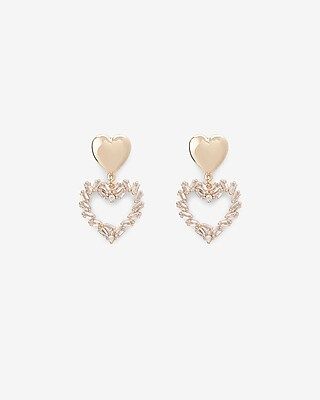 Double Heart Post Back Drop Earrings | Express