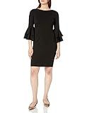 Calvin Klein Women's Tiered Bell Sleeve Dress, Black, 6 | Amazon (US)