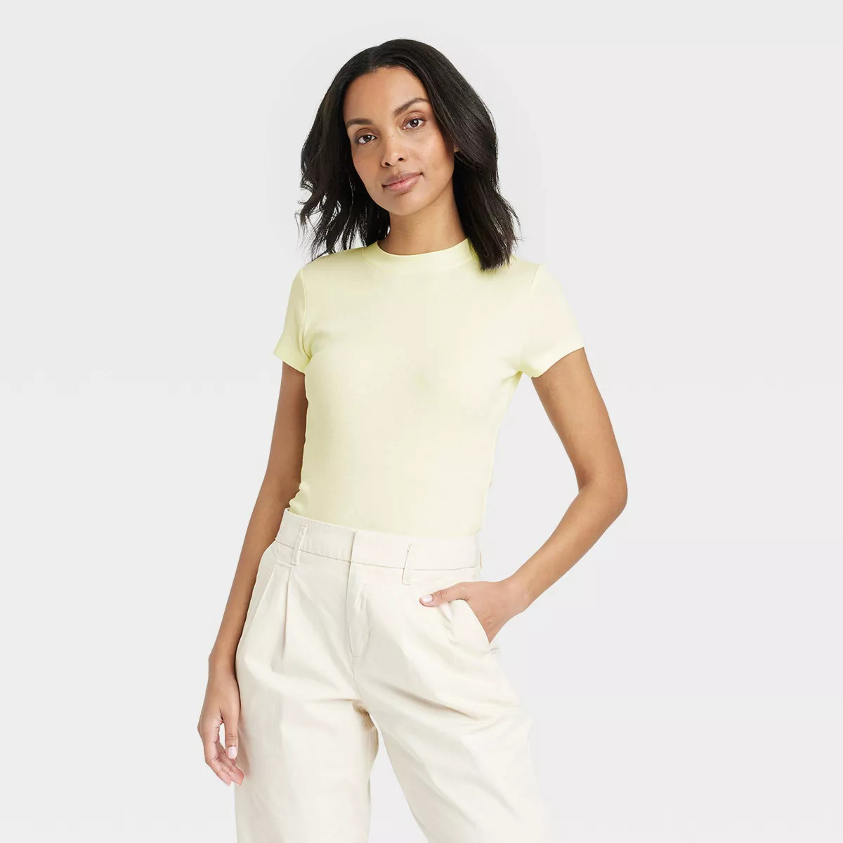 Women's Slim Fit Short Sleeve Ribbed T-Shirt - A New Day™ | Target