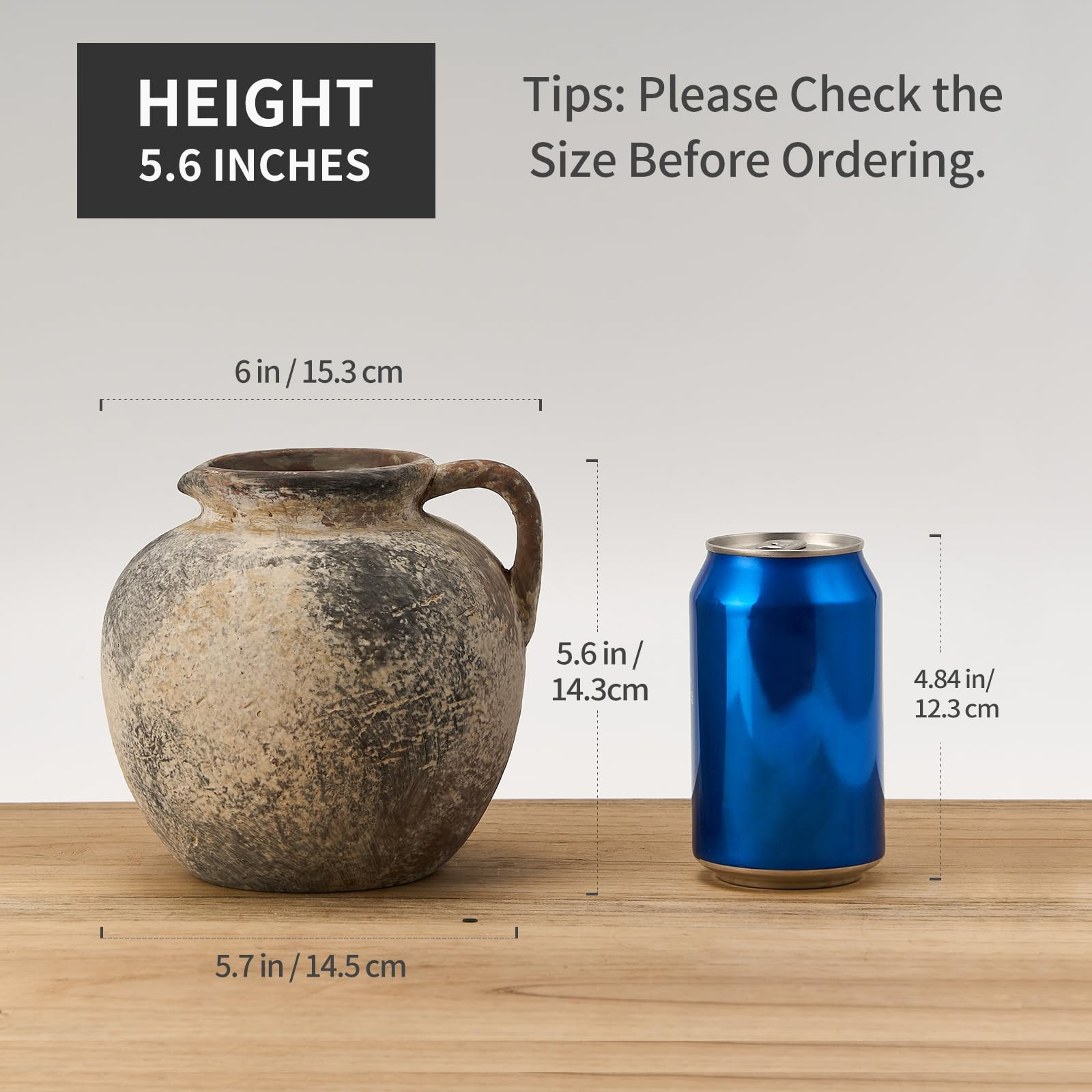 Antique Terracotta Vase with Handle, 5.6 Inch Farmhouse Ceramic Vase Boho Decor Decorative Vase, ... | Amazon (US)