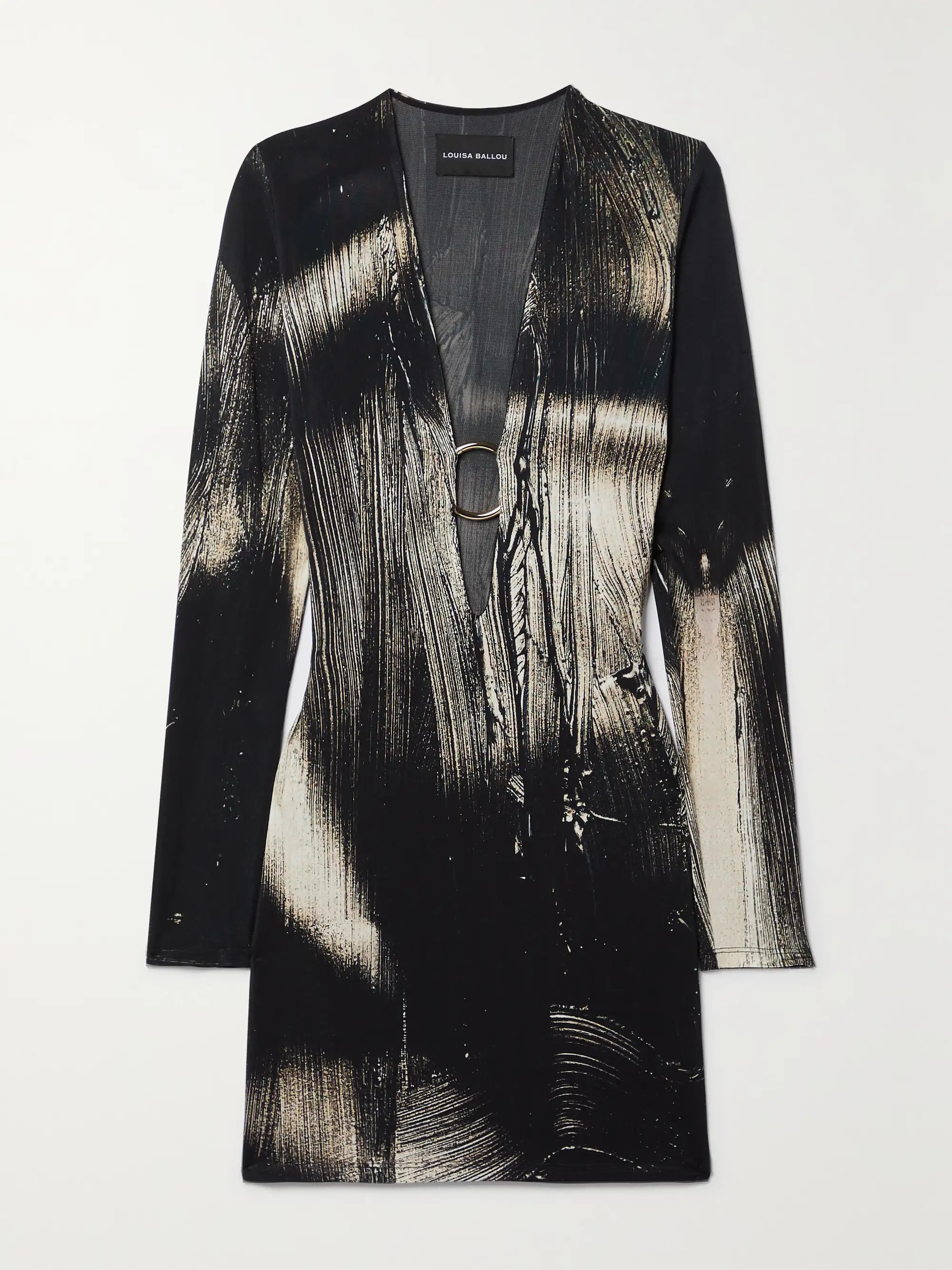 LOUISA BALLOU Helios embellished printed stretch-jersey mini dress | NET-A-PORTER | NET-A-PORTER (US)