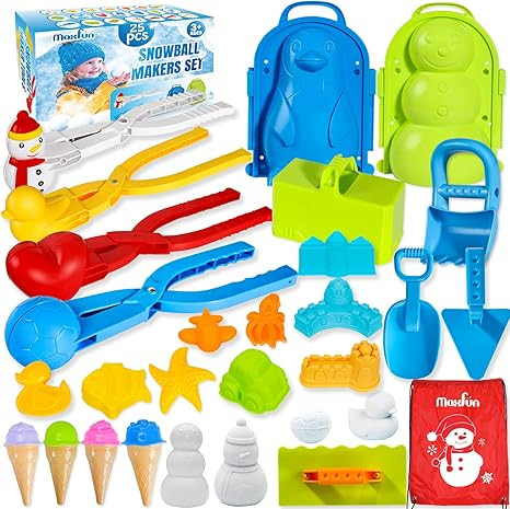 Max Fun 25Pcs Winter Snowball Tool Kit with Handle for Snow Ball Shapes Fights Duck for Kids Todd... | Amazon (US)