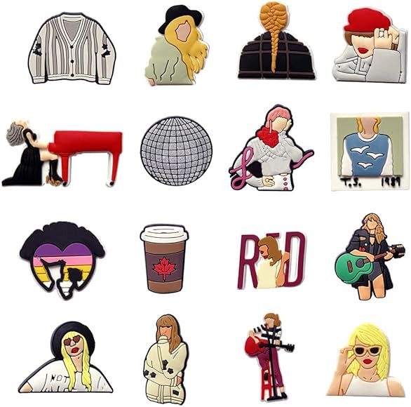 Singer Croc Charms 17PCS PVC TS Merch Shoe Charms Decoration for Clog Shoes, Wristband, Bracelet ... | Amazon (US)