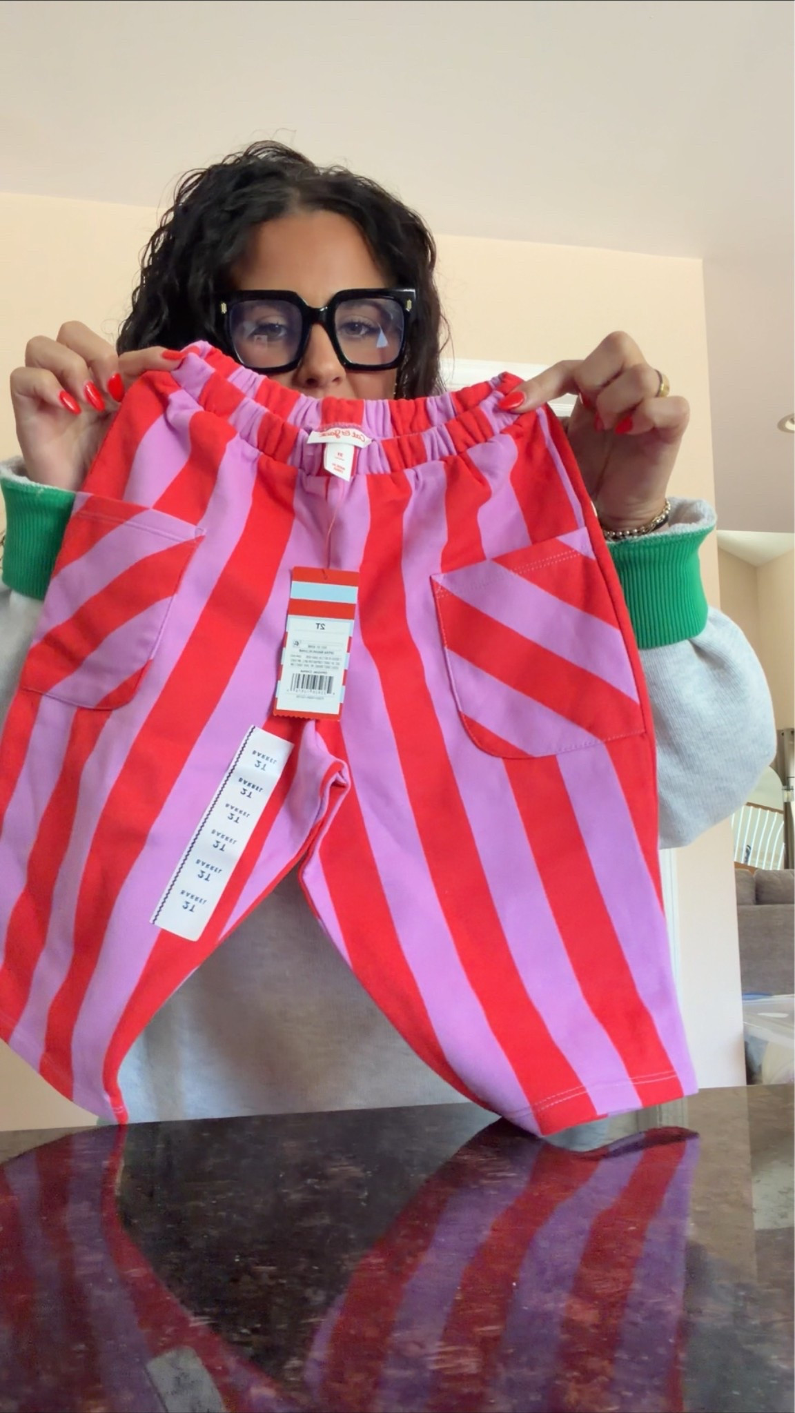 I did an XL in the crewneck. And the target pants run big!!