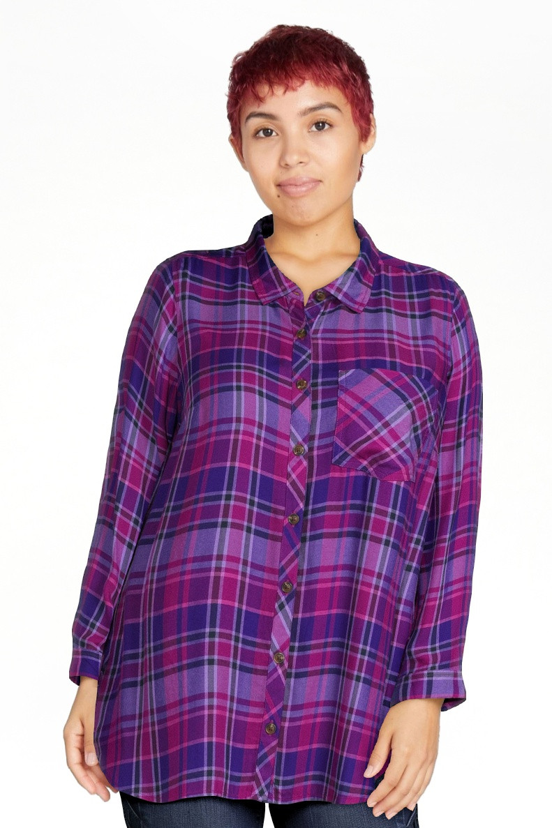 Terra & Sky Women's Plus Size Button Woven Top | Walmart (US)