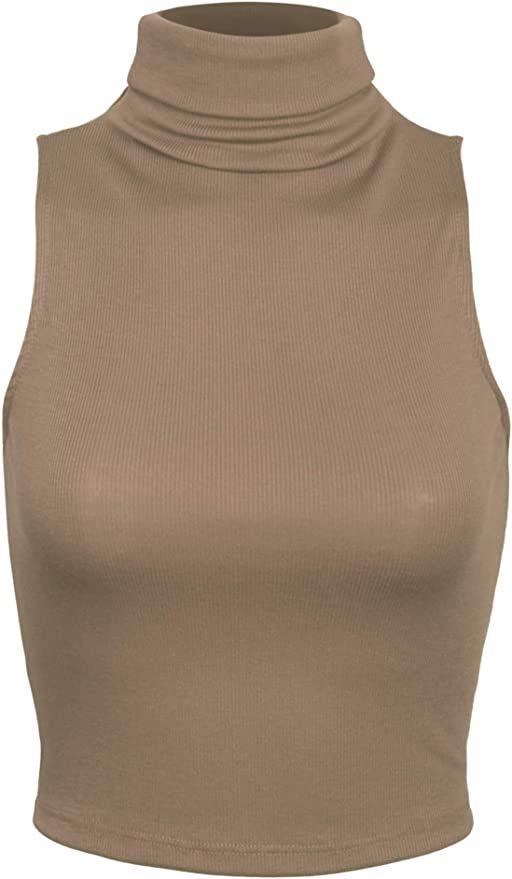 KOGMO Womens Sleeveless Ribbed Turtleneck Crop Top Knit Made in USA-S-Black at Amazon Women’s C... | Amazon (US)