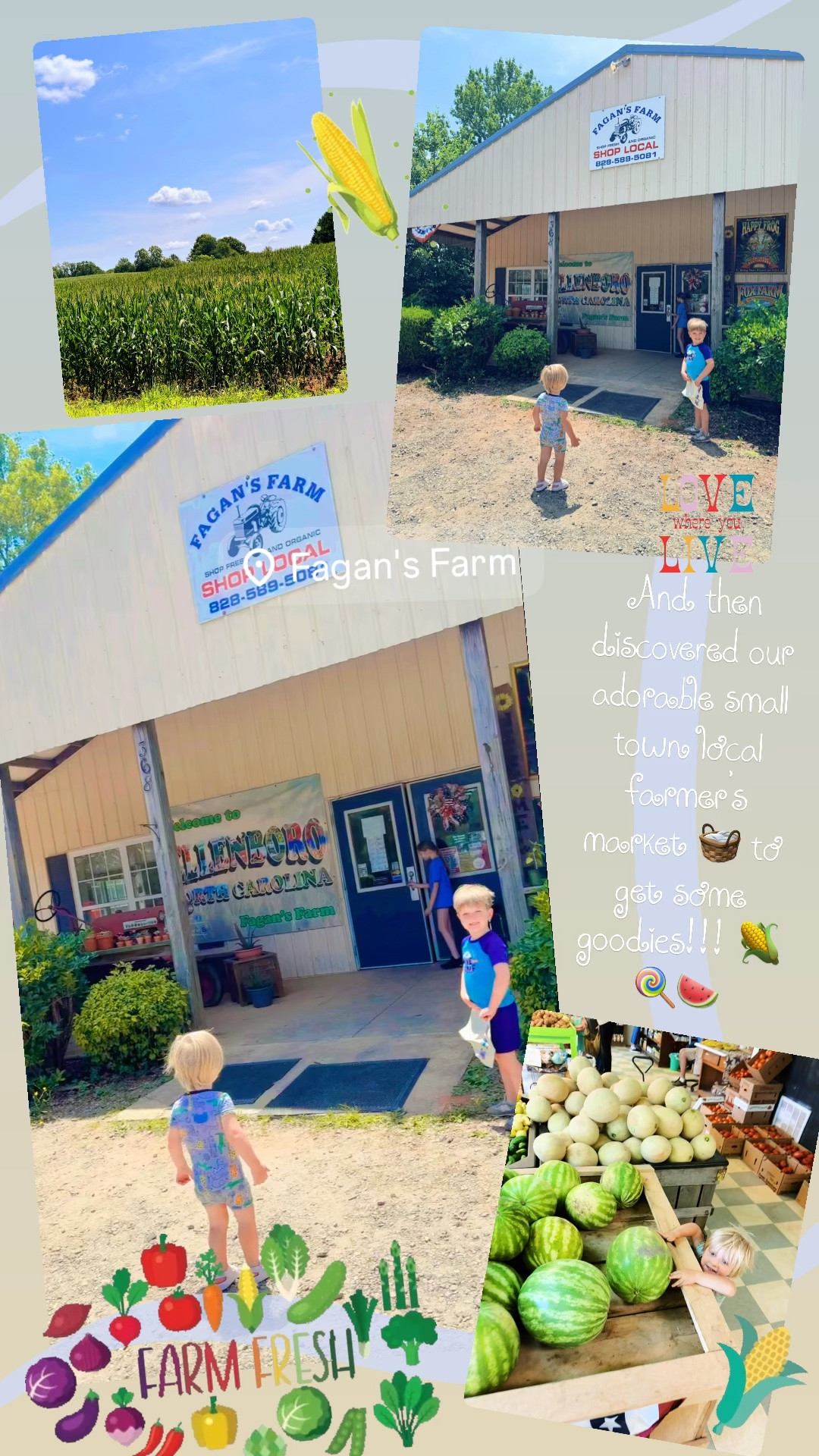 And then discovered our adorable small town local farmer’s market 🧺 to get some goodies!!! 🌽🍭🍉