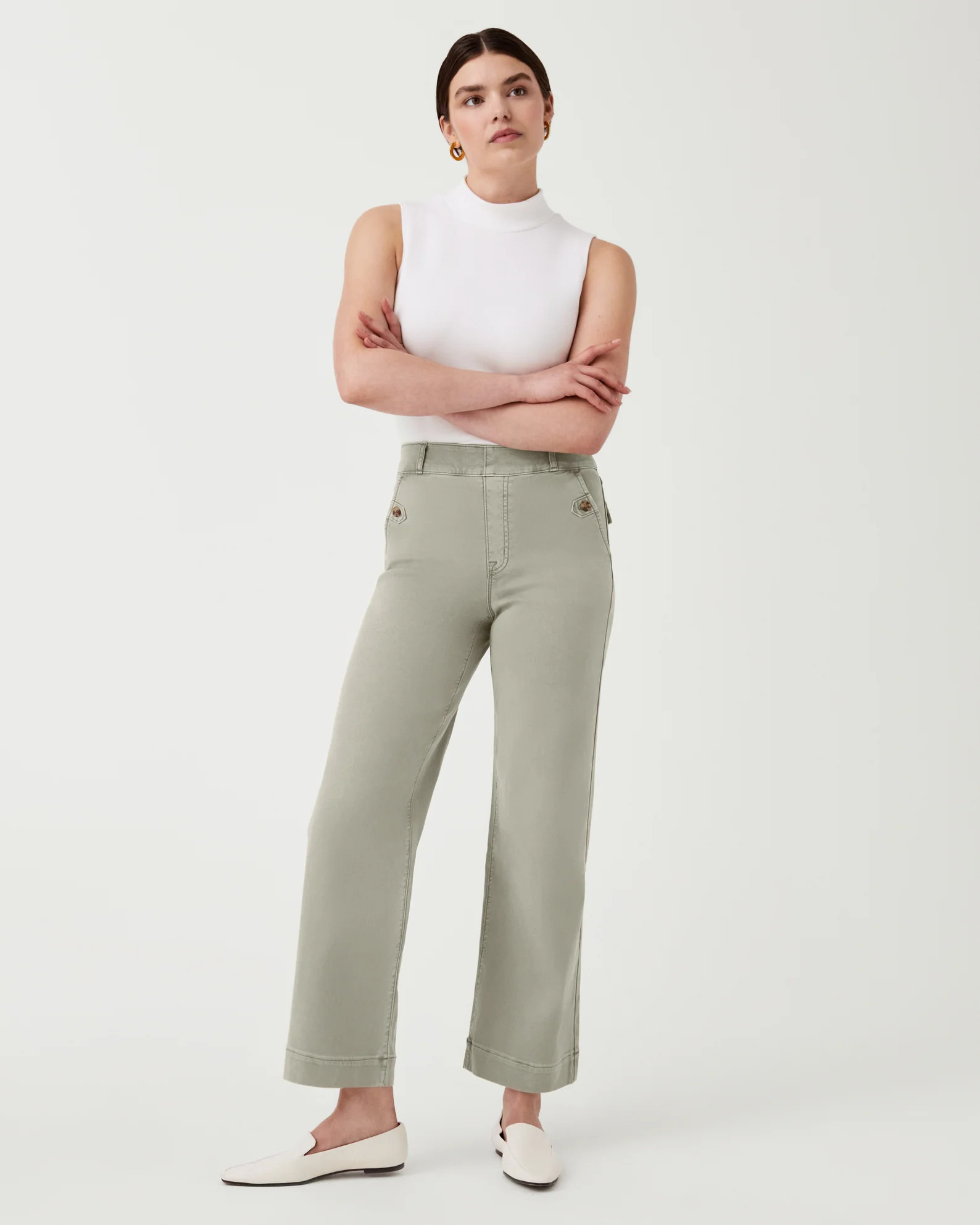 Stretch Twill Cropped Wide Leg Pant | Spanx