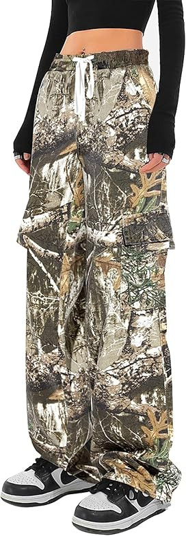 SESERAGI Cargo Pants Women Baggy Streetwear Y2K Drawstring Trousers Wide Leg Pants | Amazon (US)