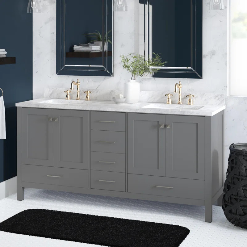 Pichardo 72'' Double Bathroom Vanity with Marble Top | Wayfair North America