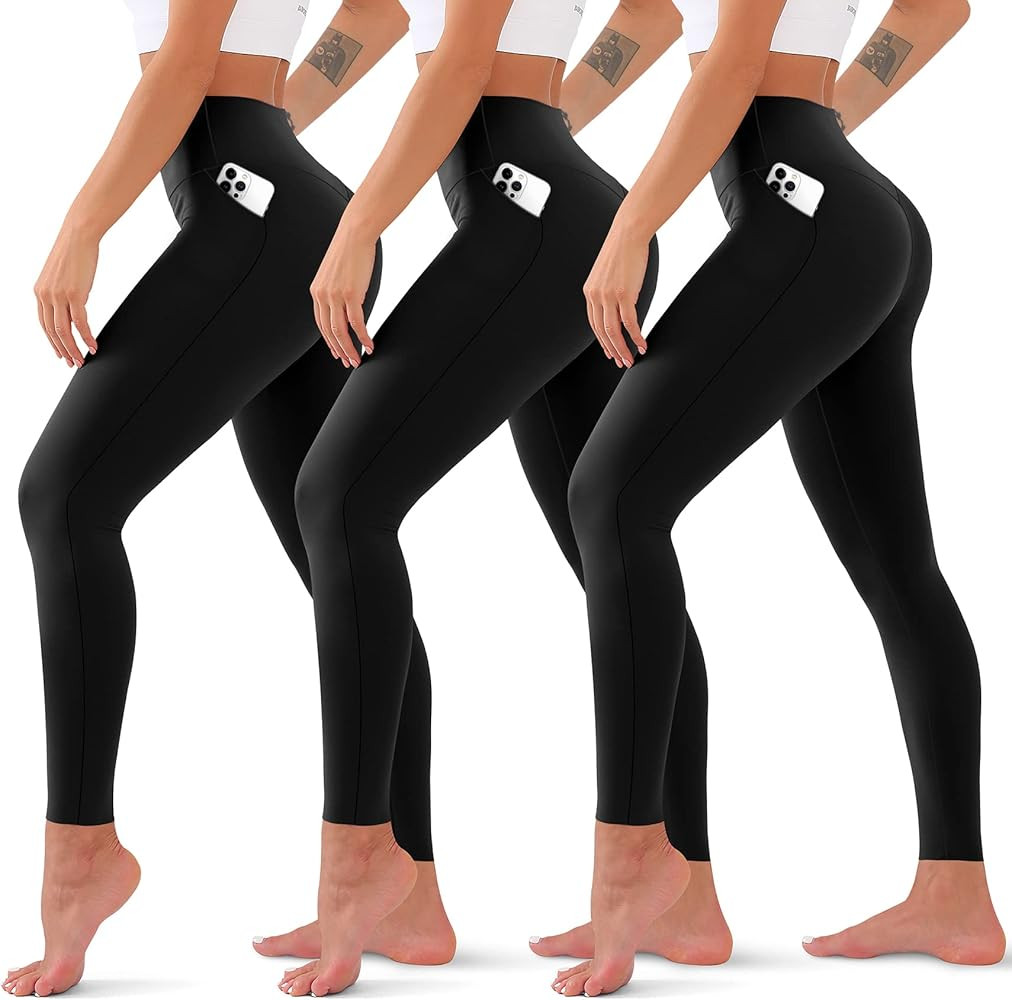 3 Pack High Waisted Leggings for Women No See Through Yoga Pants Tummy Control Leggings for Worko... | Amazon (US)