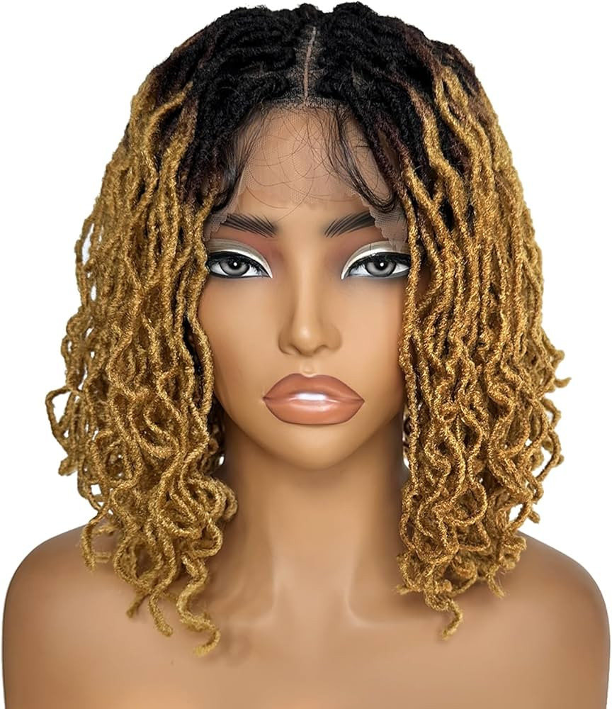 SOKU Dreadlock Wig Curly 4x4 Lace Frontal Ombre Strawberry Blonde 12 Inch Twist Faux Locs Wigs fo... | Amazon (US)