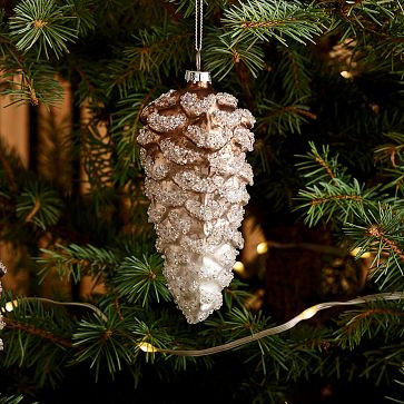 Silver Glitter Pinecone Ornament | West Elm | West Elm (US)