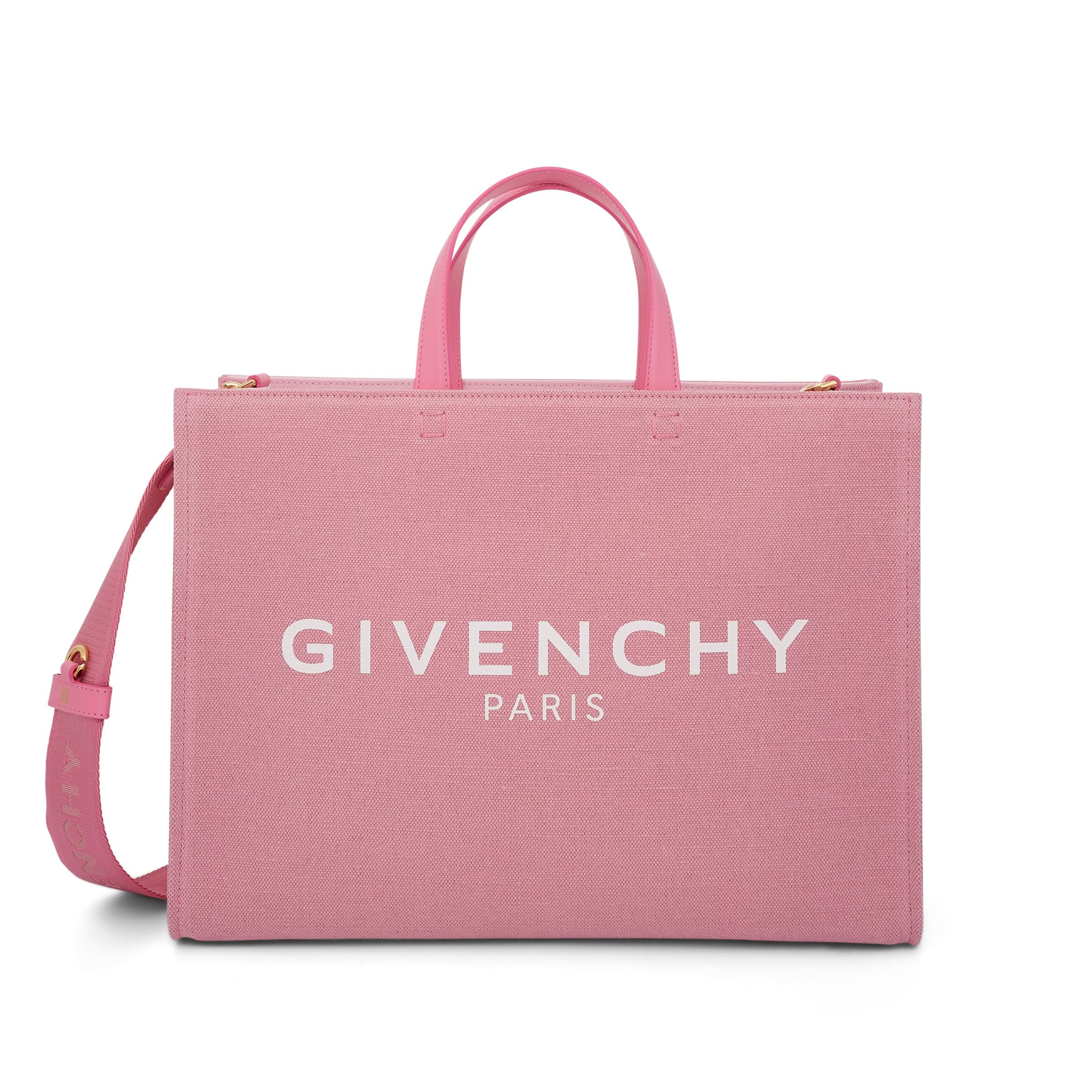 Medium G Tote Shopping Bag in Washed Cotton Canvas in Bright Pink | MARAIS