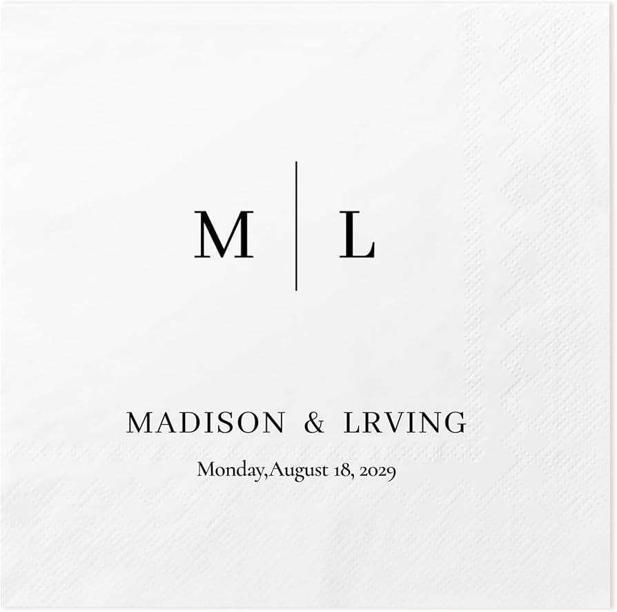 100 Pcs 3 Ply Custom Cocktail Napkins - Personalized Napkins for Weddings with Name&Date - 4.8"x4... | Amazon (US)