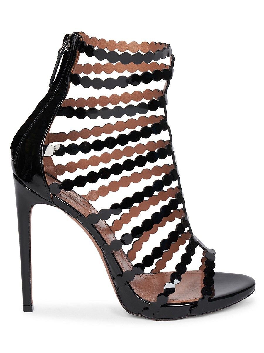 Alaïa Women's Scallop Patent Leather Strappy Ankle Sandals - Noir - Size 35 (5) | Saks Fifth Avenue OFF 5TH