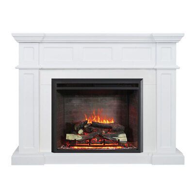 NEW WHITE 2000W ELECTRIC FIREPLACE WOOD MANTEL SUITE WITH FLAME EFFECT WOOD LOGS  | eBay | eBay AU