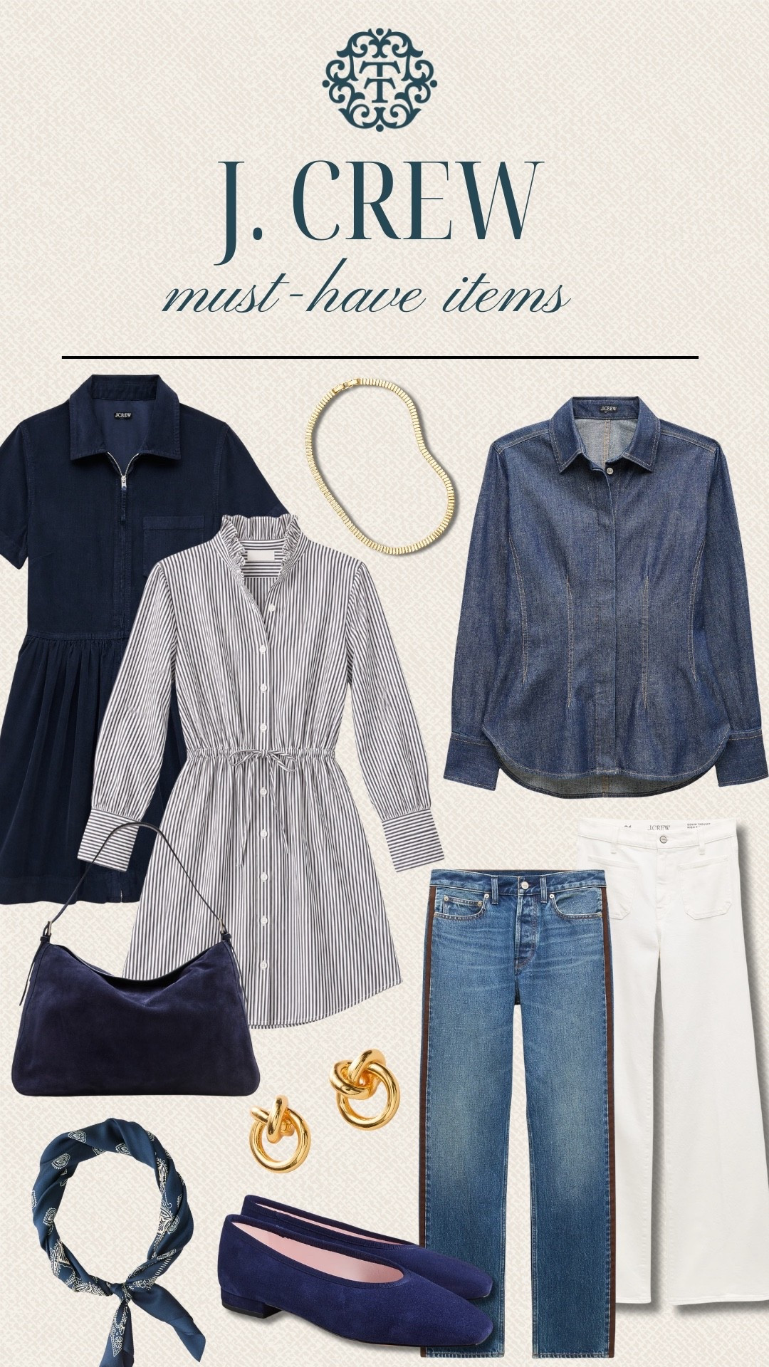 J. Crew must haves for fall, with classic navy, stripes, denim and pretty accessories. These pieces make it easy to create polished everyday looks with a classic feel. So many versatile finds to add to your wardrobe!

#LTKSeasonal #LTKOver40 #LTKMidsize
