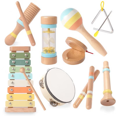 SUGIFT 9-Piece Wooden Musical Instruments Set for Toddlers, Montessori Baby Music Toy with Xylophone, Maraca, Drum, and More | Target