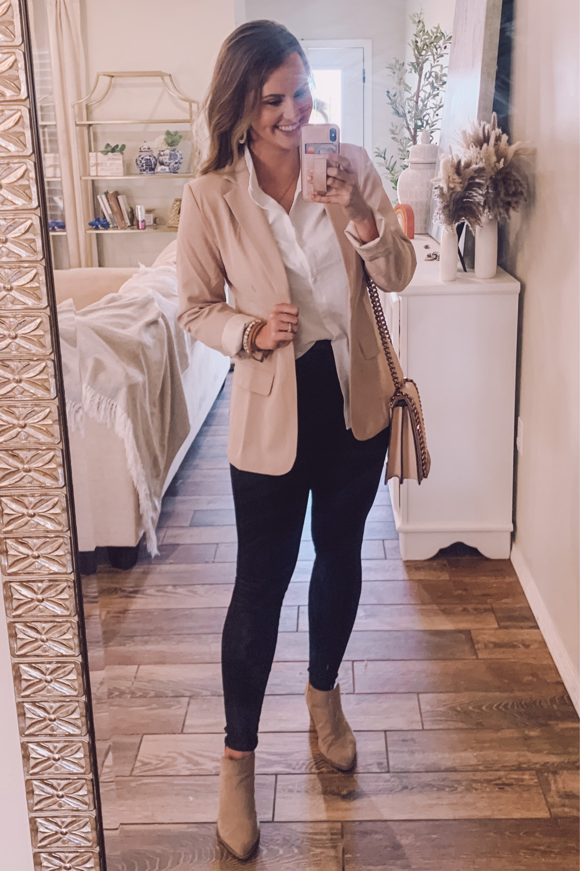 Amazon fashion finds! Love this fall outfit- perfect for work or weekend. Wearing the M in this blazer. Great fall piece for work or wear over dresses, church attire, wedding guest dress, etc. Worn with a white button down and faux leather leggings! Amazon purse. Designer bag look. 

Fall clothes. Work clothes. Teacher outfits. Workwear. Work style. Blazer. Jacket. Amazon jackets. coatigan. Fall coat. Faux leather leggings. Mom style. Fall fashion. Mom fashion.

#LTKSeasonal #LTKworkwear #LTKunder50