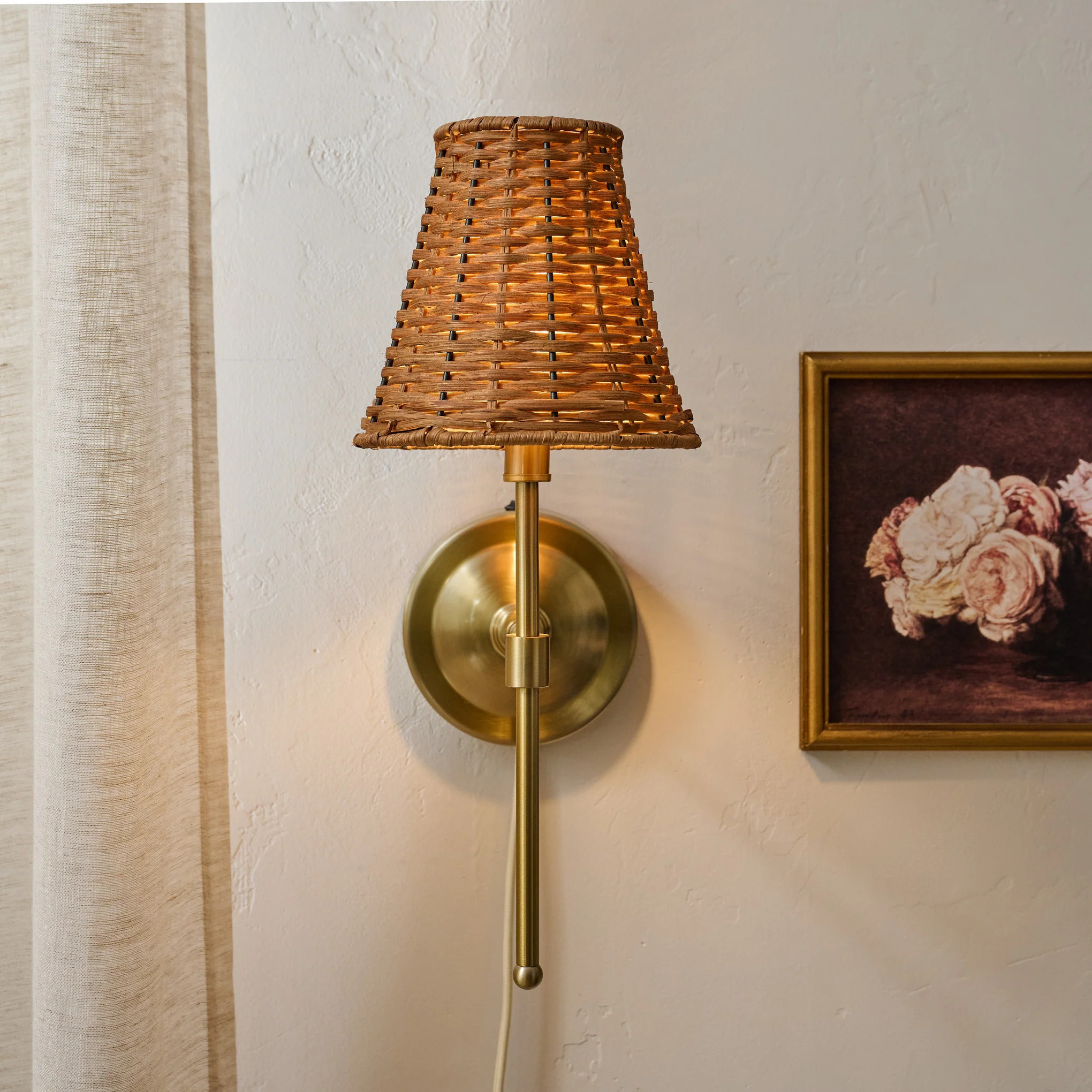 Rattan Plug-In Wall Sconce | Magnolia