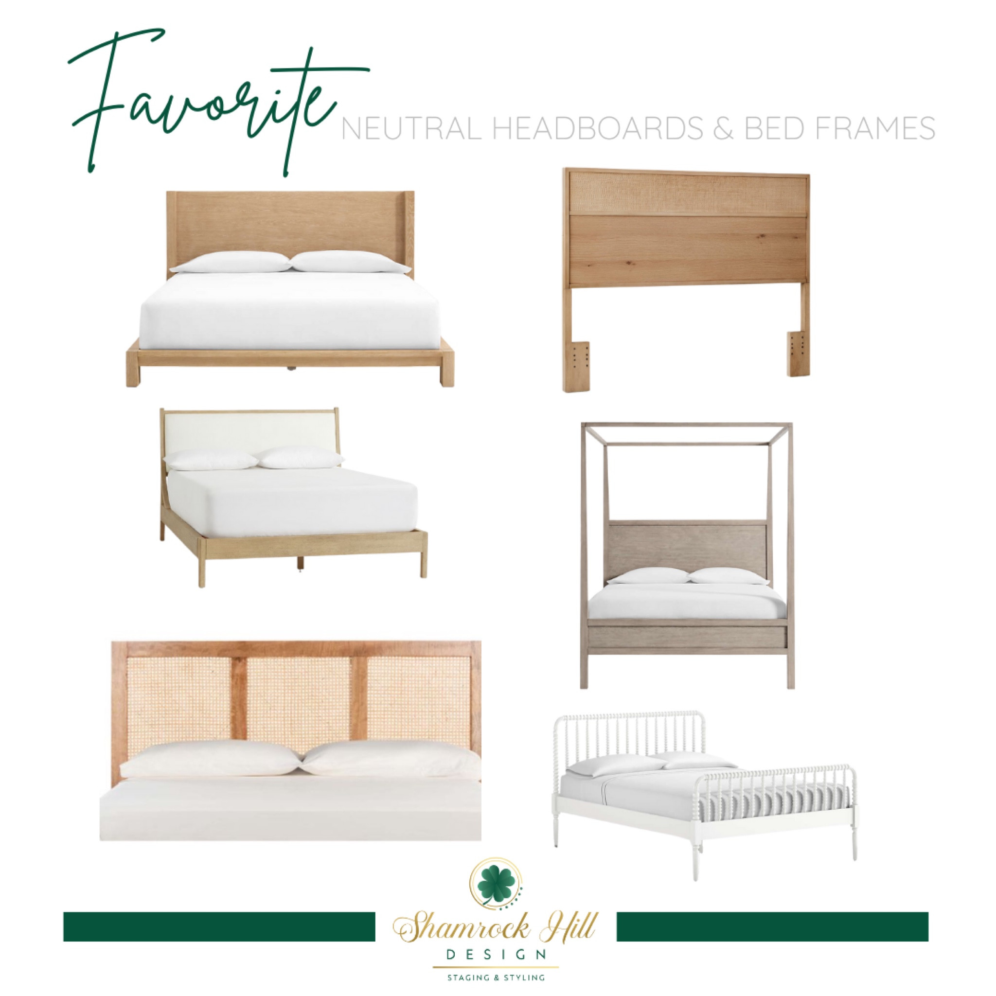 Our favorite neutral headboards & bed frames! Bedroom furniture- must haves- neutral wood tones 