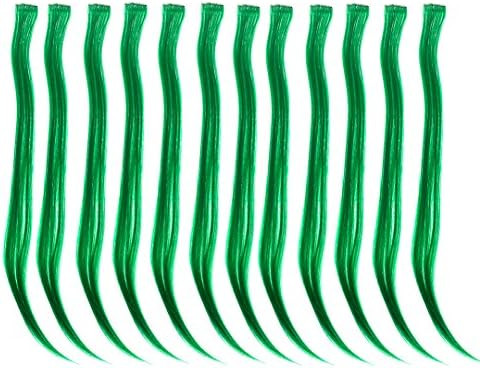 SWACC 12 Pcs Straight One Color Party Highlights Clip on in Hair Extensions Colored Hair Streak Synt | Amazon (US)