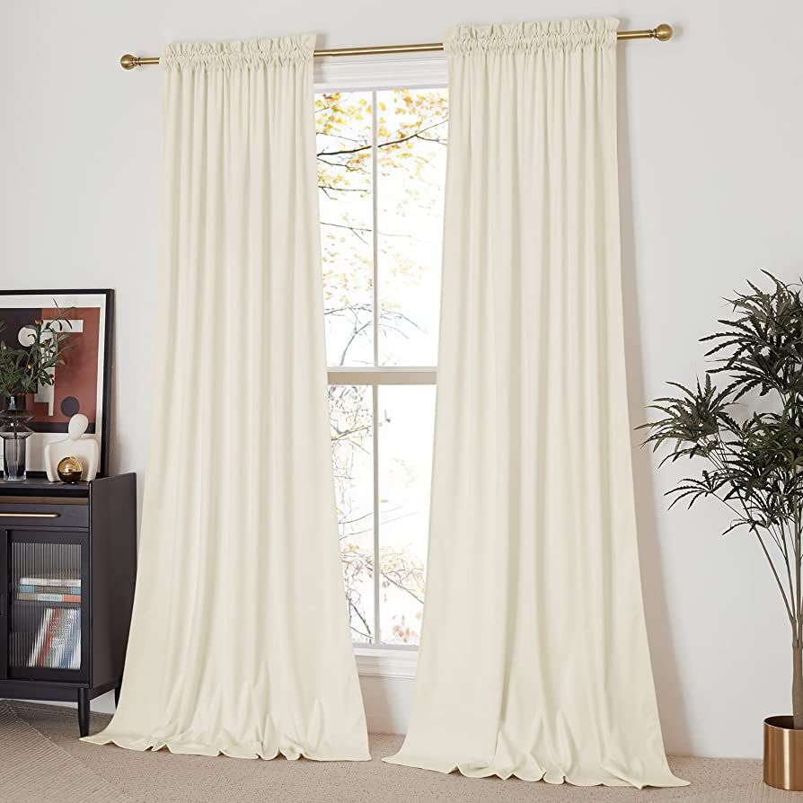 NICETOWN Ivory White Velvet Curtains 84 inches, Luxury Sound Reducing Heavy Matt Solid Rod Pocket... | Amazon (US)