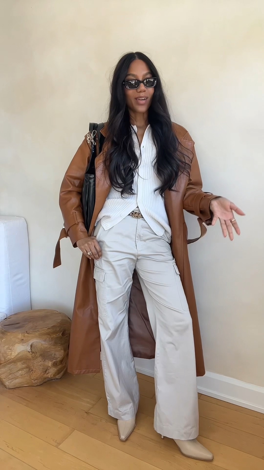 Sweater- size xs

Spring outfit idea | wide leg cargo pants | oversized leather trench coat | long sleeve collard knit cardigan | reformation sweater | leopard print belt | ponted toe kitten heeled boots | patent leather tote | pandora essence rings | organic shaped stacking rings | gold dome earrings | rectangle shaped sunglasses

#LTKStyleTip #LTKSeasonal