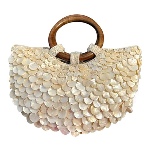 Summer Shell Purse Pearl Beaded Bag Sequin Clutch Purses for Women Handmade Evening Bag for Beach Wedding Party Vacation | Amazon (US)