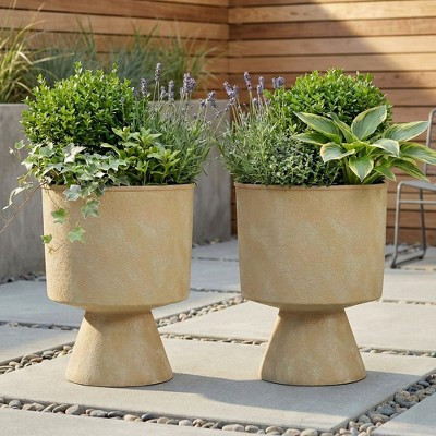 PexFix 2 Pack Pedestal Planters Detachable Large Outdoor Indoor Planter with Elevated Base Stone Texture Flower Pot for Patio Garden Living Room Decor | Target