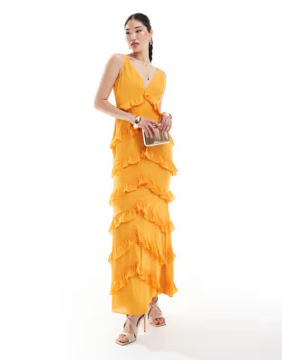 Pretty Lavish exclusive to ASOS Piper ruffle maxi dress in tangerine | ASOS | ASOS (Global)
