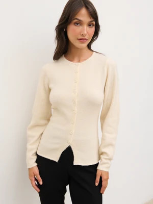 Kyle Fitted Knit Cardigan - Oyster | Pretty Lavish (UK)